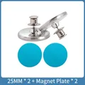 Set of two 25mm magnetic curtain closure clips with blue metal sheets for light blocking - 25MM Round with Patch