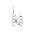 Elegant silver-toned letter N pendant with inlaid white pearls for DIY jewelry making - Silver-N