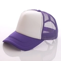Purple and white trucker hat featuring a breathable mesh back and classic curved brim - Adjustable / Purple White