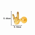 Titanium I Love You gesture labret stud in golden finish with 0.66cm x 0.56cm dimensions - Hand Sign Style (T2525-6#) / Gold