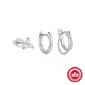 925 sterling silver geometric butterfly stud earring set with clear zircon and polished hoop - Clover Stud and Row Diamond Style-White Gold (#2 White Gold)