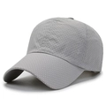 Quick-dry breathable grey mesh baseball cap for outdoor sports with adjustable strap - Adjustable / Light Gray