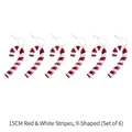 Set of six 15cm Christmas candy cane ornaments with red and white spiral stripes - 15cm Electroplated 9-Shape Cane Set (6 Pcs)