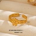 18K gold plated stainless steel daisy flower ring with adjustable open band design - Five-Petal Flower Open Style (565) / Gold