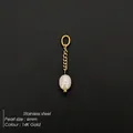 Ciondolo in acciaio inossidabile placcato oro 14K con perla naturale da 6mm per gioielli DIY - Catena 1.5cm-Oro 14K / 6mm