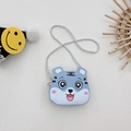 Süße hellblaue Kinder Umhängetasche mit Cartoon Tiger Motiv und weißem Schultergurt - Blau