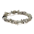 Detail shot of a handmade natural irregular stone bracelet with grey and black mineral textures - Moonstone