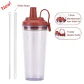 Double-layer straw cup with red lid, 1.2cm Tritan straw and magnetic handle - 24oz / Brick Red