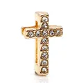 Golden 10mm cross charm with sparkling crystals for DIY beaded bracelet - Cross Style / Rectangular Hole 10*2mm / Gold