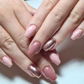 Rosa und Roségold-Glitzer Kunstnägel in langer quadratischer Form mit Hochglanz - Rosa Glitzer Lang Quadratisch (Kleber-Stil-JP2856)