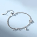 Elegant 925 sterling silver layered bracelet with moon and star pendants for women - Star Charm Bracelet Women