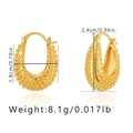 Macro detail of 18K gold plated hoop earrings with textured granular surface pattern - Caviar Texture U-Shape Style (KE0686)