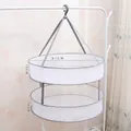 Large 2-tier white mesh drying rack for sweaters with windproof hook 61cm diameter - Large 2-Tier 61cm / Grey/White