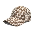 Detail of vintage jacquard baseball cap with brown monogram pattern on a canvas fabric - M (56-58cm) / Khaki