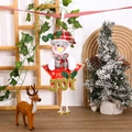 Christmas snowman hanging ornament with red star JOY base and festive metal bells - Five-Pointed Star Bell Snowman