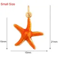 Orange starfish charm pendant in colorful enamel finish with gold ring measurements - Small Turquoise Starfish