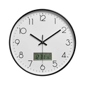 Minimalistische wandklok 30cm met LCD-scherm voor datum en temperatuurweergave - Wit (Engelse Versie)