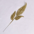 Three-pronged golden glitter artificial fern leaf spray for festive Christmas decor - 3-Prong Feather