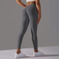 Leggings de yoga gris foncé taille haute avec effet push-up en tissu extensible doux - Gris foncé