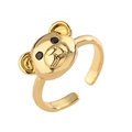 Adjustable gold bear-shaped ring with black crystal eyes for men and women - Bear Head (CR00762YH)