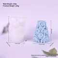 DIY silicone 3D rose flower candle mold with finished blue wax sample and measurements - Textured Cylinder lz-2/Rose Vortex Style