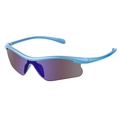Gafas de sol deportivas Y2K con montura azul claro y lentes de espejo violetas - Película Azul