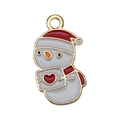 Ciondolo pupazzo di neve in smalto bianco e rosso con finiture dorate per gioielli - Pupazzo Neve Lettera d'Amore (19566) / 1 Pezzo/Confezione (20x12mm)