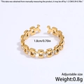 Adjustable gold stainless steel chain ring with sparkling white zircon stones - Chain Pave Style / Gold