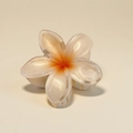 Pearly white frangipani flower hair claw clip with orange gradient center for women - 8x7x4cm / Glossy Pearly Orange