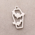 Silver stainless steel coffin pendant with bat cutouts for DIY Halloween jewelry - Bat Coffin / Steel