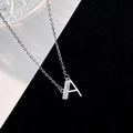 Collier en argent S925 avec pendentif lettre A orné de pierres de zircone cubiques - Argent 925 / Argent (Initiale A)