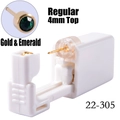 Disposable ear piercing gun with a 4mm gold plated emerald gemstone stud earring - 4mm Gold & Emerald