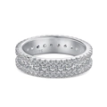 Luxurious S925 sterling silver ring featuring double row clear zircon stones in white - US 6 / White Gold White (DY120898-S-W-WH)