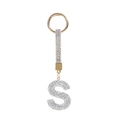 Detail of a sparkling gold letter S keychain with micro-pave crystal rhinestones - AB White