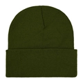 Classic army green knitted beanie featuring a cuffed design and soft acrylic texture - One Size / Brown Green