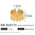 Detailed size specifications for textured double-row gold-plated stainless steel ring - Adjustable Open / Gold Bead Texture Style (NB-R24173)