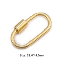 Macro shot of 25mm golden metal oval screw clasp for necklaces and bracelets - Style 9 (Gold Spring Clasp 25x14mm)