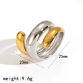 Detailed view of the 18k gold and silver spiral stack ring showing 23mm 25mm dimensions - Gold Silver Two Tone Spiral Wrap Style (TR4513-M)