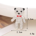 Macro shot of bear shoe charm with white rhinestones and a red bow detailing - D1624 Bowtie Bear (Silver)
