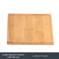 Large square bamboo tray base for succulent pots or DIY mosaics with carved inner surface - Outer Diameter 10cm Inner Diameter 9cm