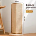 Vertical L-shaped sisal cat scratcher for wall corners with round solid wood base 62.5cm - 26x62.5cm