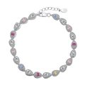 S925 Sterling silver bracelet with colorful teardrop zircons in pink, blue and yellow - 925 Silver / Pear Shape Colorful Style (DY150245)