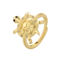 Detailed close-up of a golden turtle ring featuring a shell set with sparkling zircons - Gold Tortoise / Gold