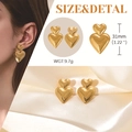 Elegant 18K gold-plated double heart stainless steel earrings with size and weight info - Double Layer Heart Style (#0824)