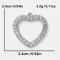 Maßangaben für den hohlförmigen Herzanhänger mit 2,4 cm Breite und 3,2 g Gewicht - Silber Mit Weißem Strass (S2050-S-W)