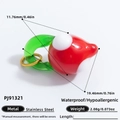 Waterproof stainless steel mushroom pendant in red and white with gold hanging loop - Mushroom Pendant (PJ91321) / 1 Piece / Multicolor