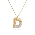 Zweifarbige Halskette mit D-Anhänger aus strukturiertem Gold und glattem Silber an Kette - Buchstabe D