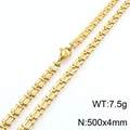 Gold plated 18k titanium steel link chain necklace with double buckle clasp, 7.5g weight - Gold Color Necklace 50cm (KN289995-Z)