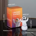 Space astronaut figurine in white PVC with orange packaging box and silver helmet detail - Small Plated Silver Model C (Color Box)