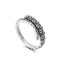 Vintage Oktopus-Tentakel-Ring aus oxidiertem Edelstahl mit verstellbarer offener Schiene - US 7 / Stahlfarbe (KR89140-KHX)